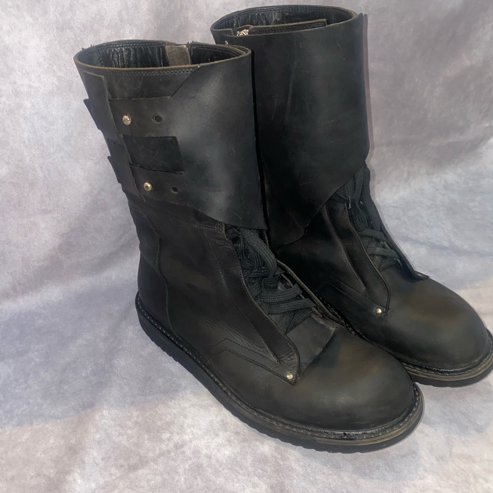 Rick Owens Black Leather Zip Boots